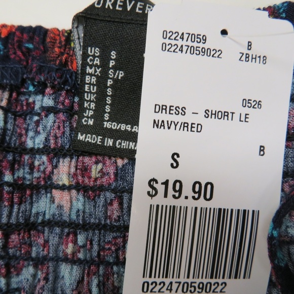 Forever 21 Navy Red Dress Paisley Small Short - Picture 3 of 5